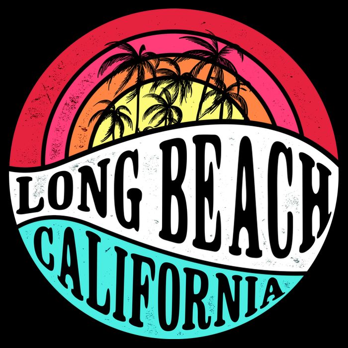Long Beach California Retro Circle Impact Tech Backpack