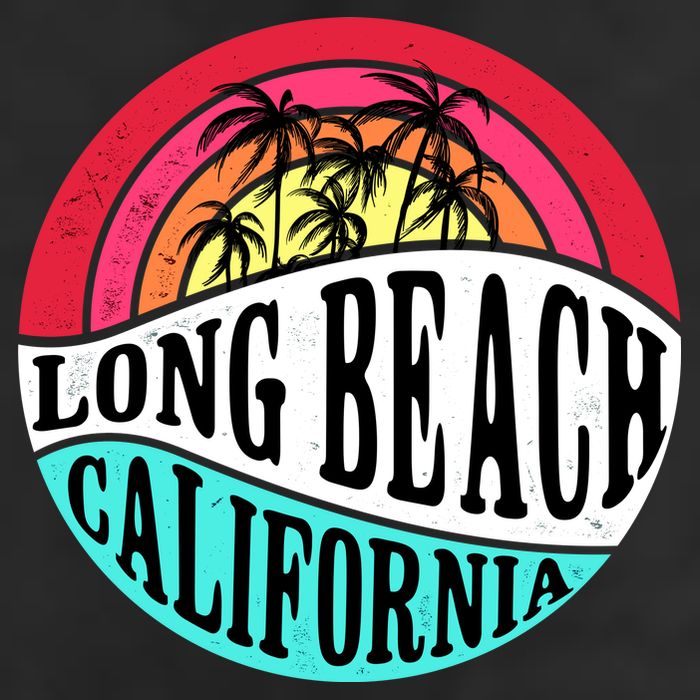 Long Beach California Retro Circle Adult Drive Performance Visor