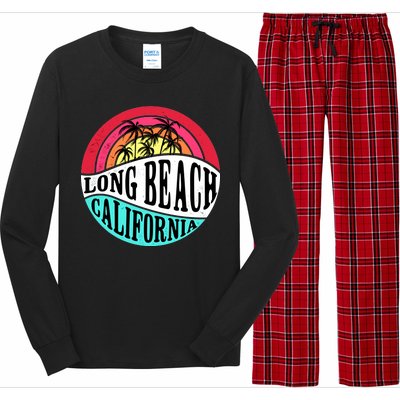 Long Beach California Retro Circle Long Sleeve Pajama Set