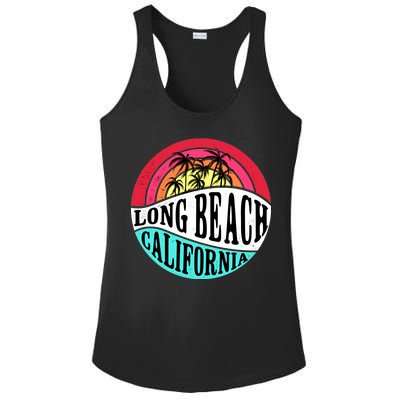 Long Beach California Retro Circle Ladies PosiCharge Competitor Racerback Tank