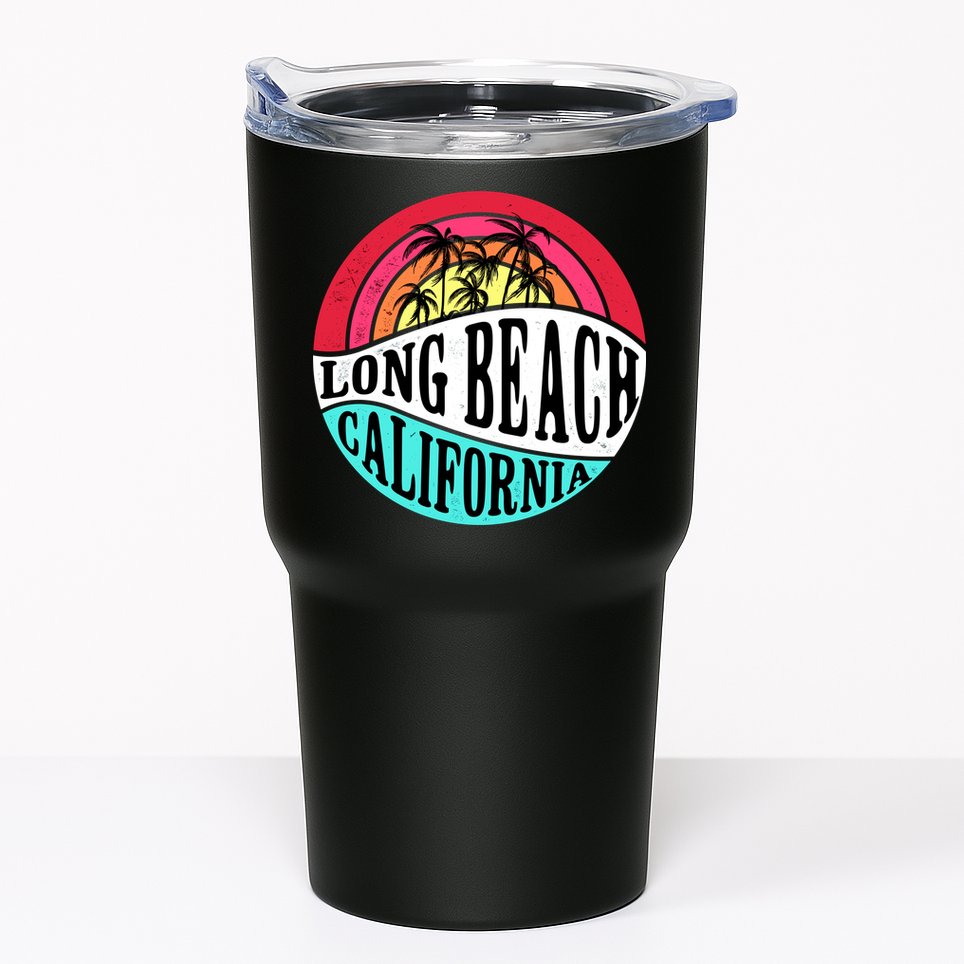 Long Beach California Retro Circle Tumbler