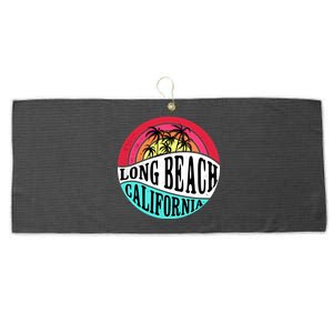 Long Beach California Retro Circle Large Microfiber Waffle Golf Towel