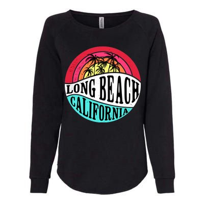 Long Beach California Retro Circle Womens California Wash Sweatshirt