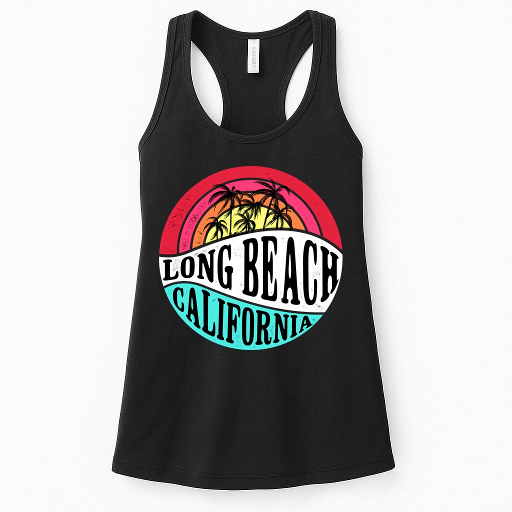 Long Beach California Retro Circle Womens Tank Top