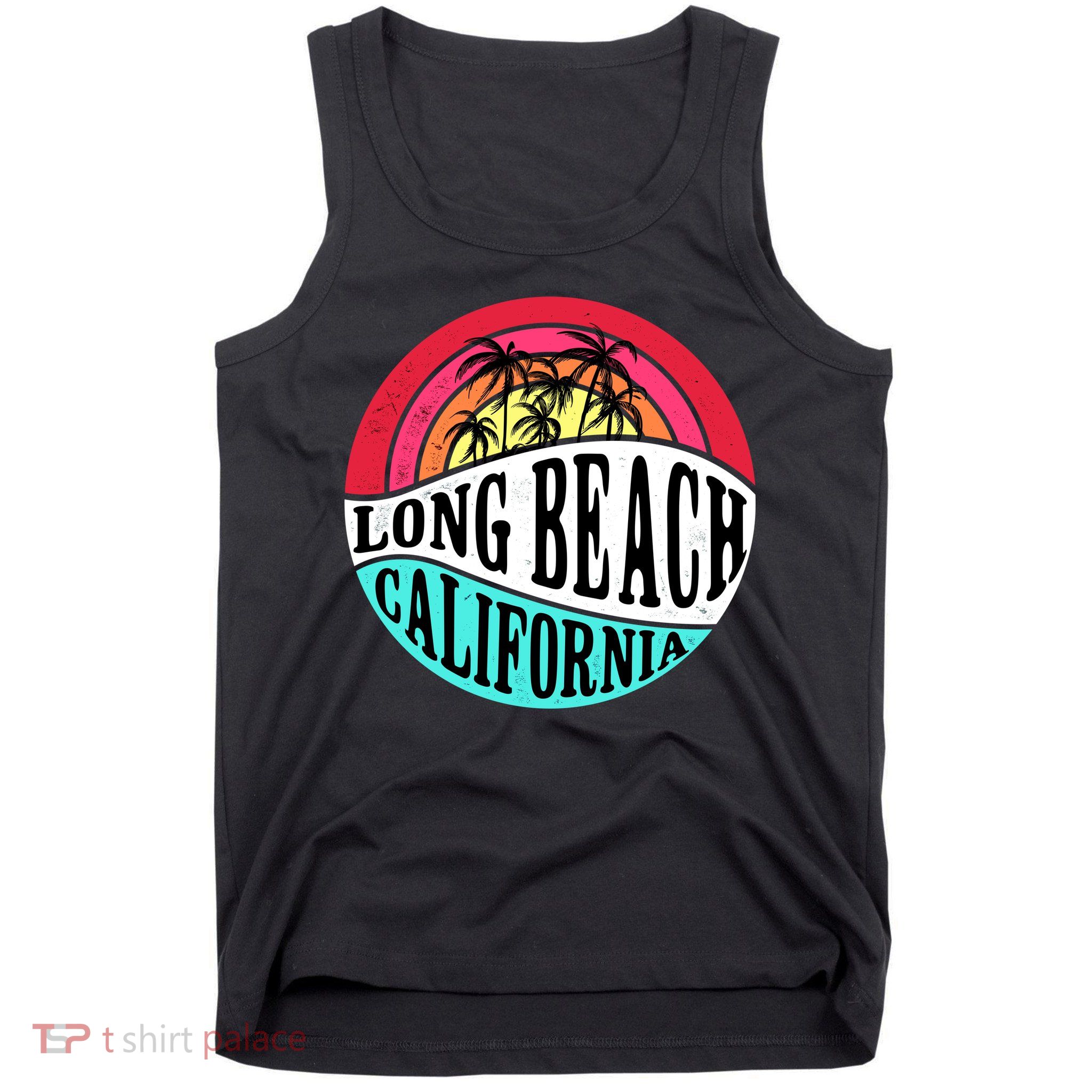 Long Beach California Retro Circle Tank Top