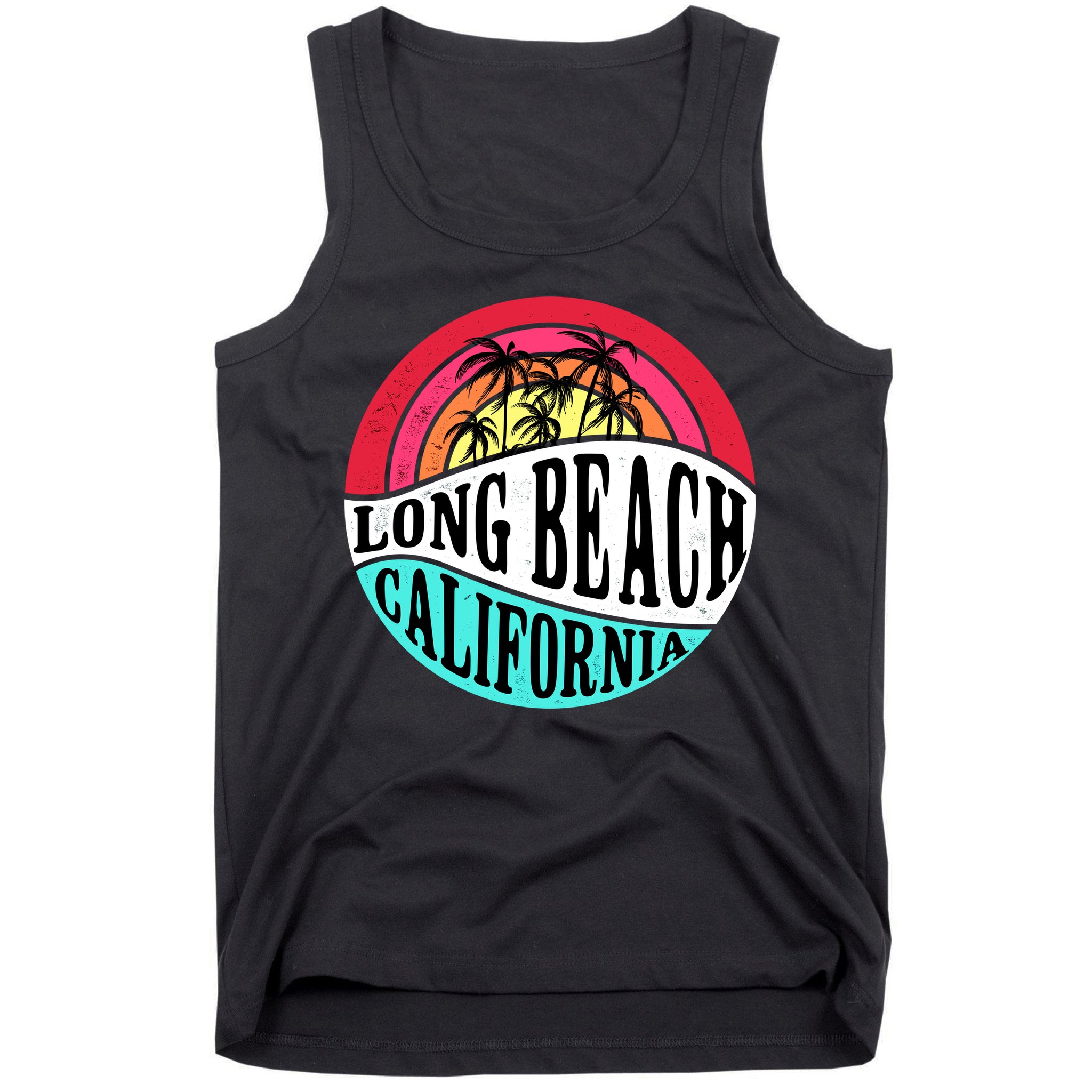 Long Beach California Retro Circle Tank Top