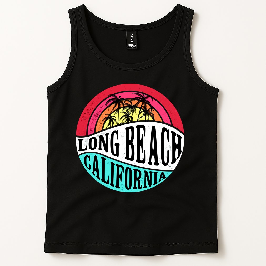 Long Beach California Retro Circle Tank Top