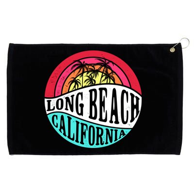 Long Beach California Retro Circle Grommeted Golf Towel