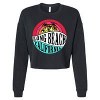 Long Beach California Retro Circle Cropped Pullover Crew