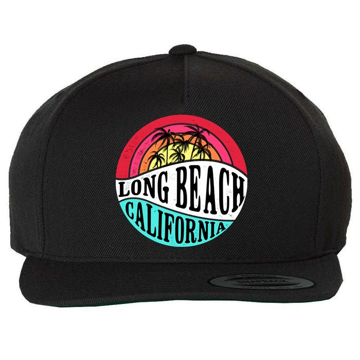 Long Beach California Retro Circle Wool Snapback Cap
