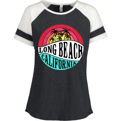 Long Beach California Retro Circle Enza Ladies Jersey Colorblock Tee