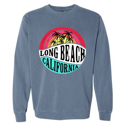 Long Beach California Retro Circle Garment-Dyed Sweatshirt