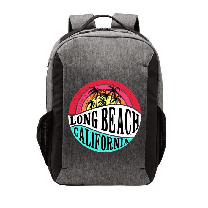 Long Beach California Retro Circle Vector Backpack