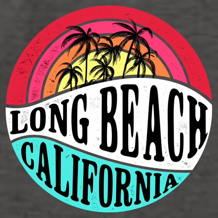 Long Beach California Retro Circle Vector Backpack