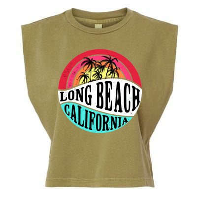 Long Beach California Retro Circle Garment-Dyed Women's Muscle Tee