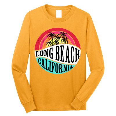 Long Beach California Retro Circle Long Sleeve Shirt