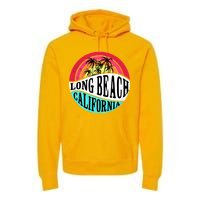 Long Beach California Retro Circle Premium Hoodie