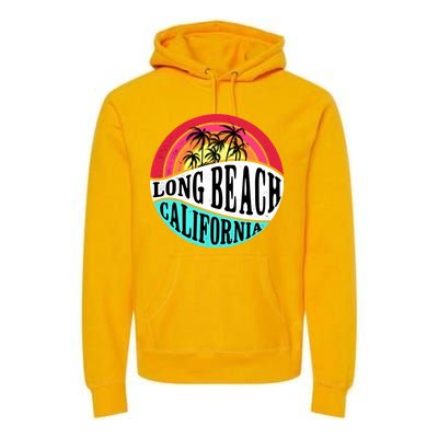 Long Beach California Retro Circle Premium Hoodie