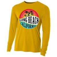 Long Beach California Retro Circle Cooling Performance Long Sleeve Crew