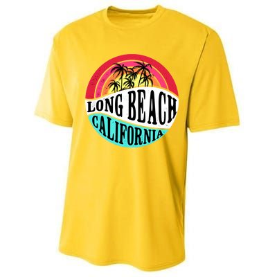 Long Beach California Retro Circle Performance Sprint T-Shirt