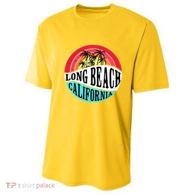Long Beach California Retro Circle Youth Performance Sprint T-Shirt