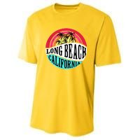 Long Beach California Retro Circle Youth Performance Sprint T-Shirt