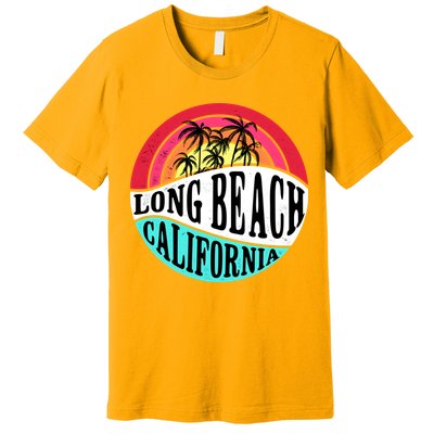 Long Beach California Retro Circle Premium T-Shirt