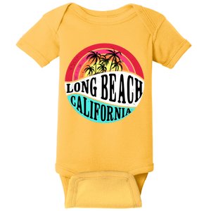 Long Beach California Retro Circle Baby Bodysuit