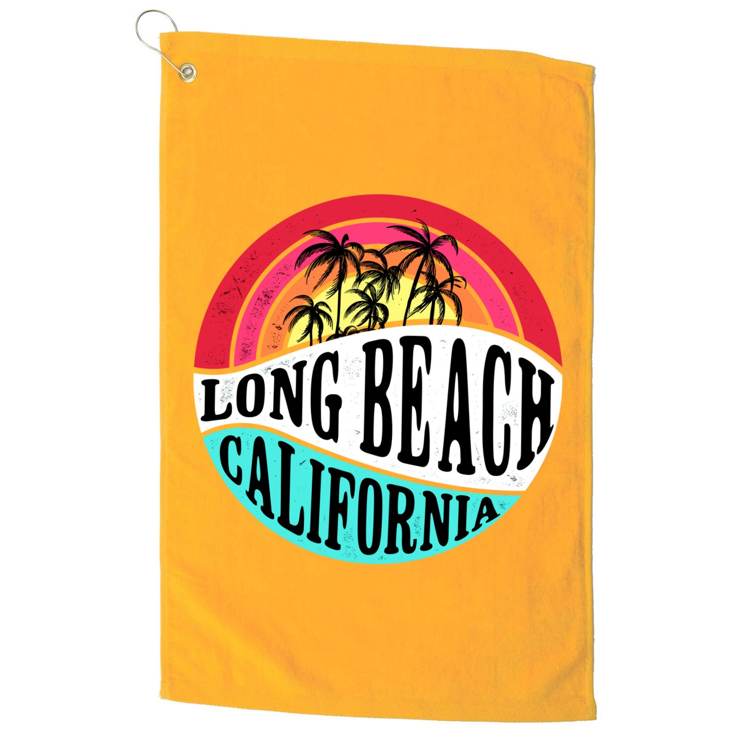 Long Beach California Retro Circle Golf Towel