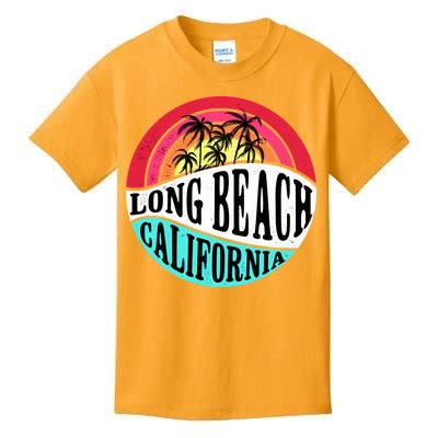 Long Beach California Retro Circle Kids T-Shirt