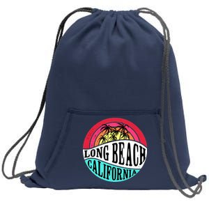 Long Beach California Retro Circle Sweatshirt Cinch Pack Bag