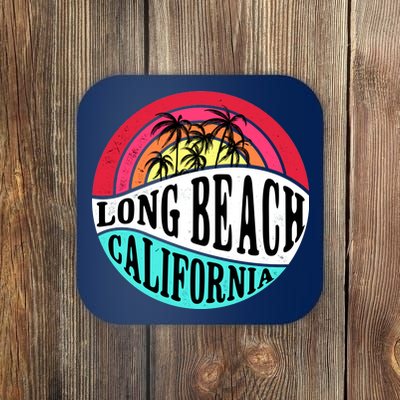 Long Beach California Retro Circle Coaster