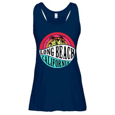 Long Beach California Retro Circle Ladies Essential Flowy Tank