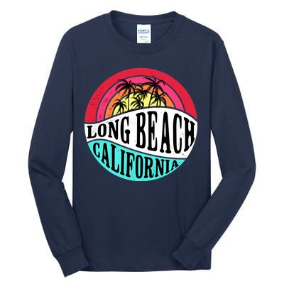 Long Beach California Retro Circle Tall Long Sleeve T-Shirt