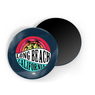 Long Beach California Retro Circle Magnet