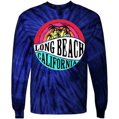 Long Beach California Retro Circle Tie-Dye Long Sleeve Shirt