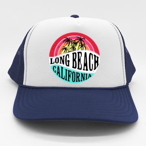 Long Beach California Retro Circle Trucker Hat