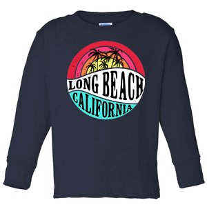 Long Beach California Retro Circle Toddler Long Sleeve Shirt