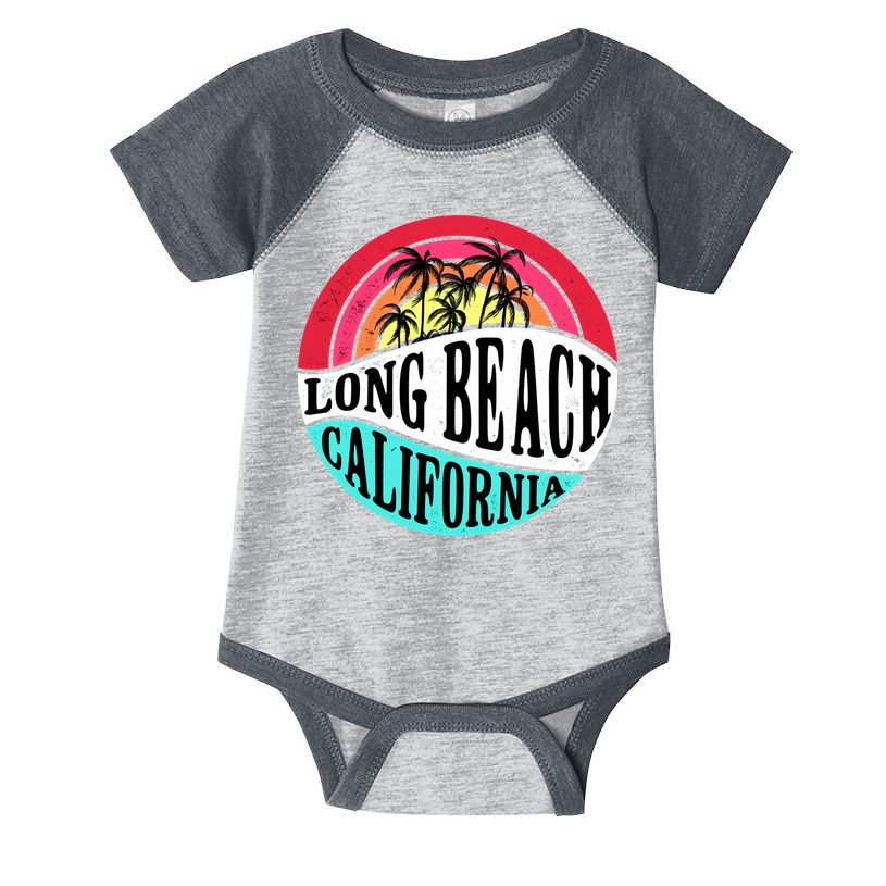 Long Beach California Retro Circle Infant Baby Jersey Bodysuit