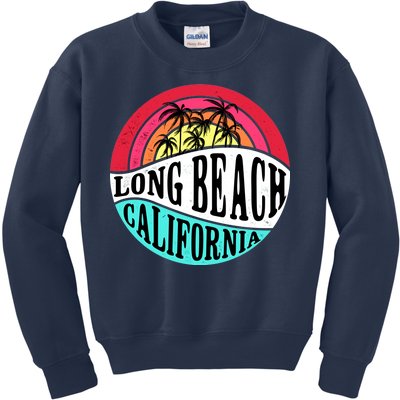 Long Beach California Retro Circle Kids Sweatshirt