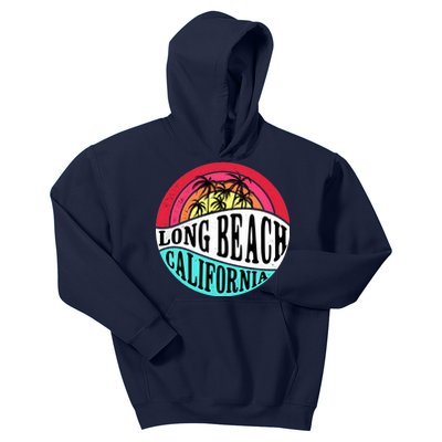 Long Beach California Retro Circle Kids Hoodie