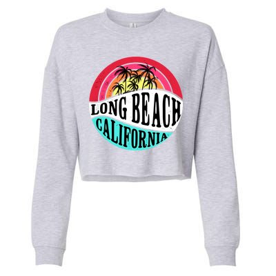 Long Beach California Retro Circle Cropped Pullover Crew