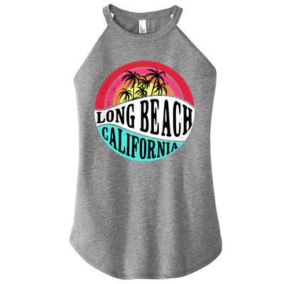 Long Beach California Retro Circle Women's Perfect Tri Rocker Tank