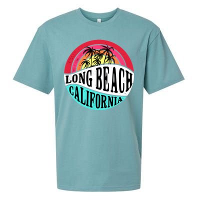 Long Beach California Retro Circle Sueded Cloud Jersey T-Shirt