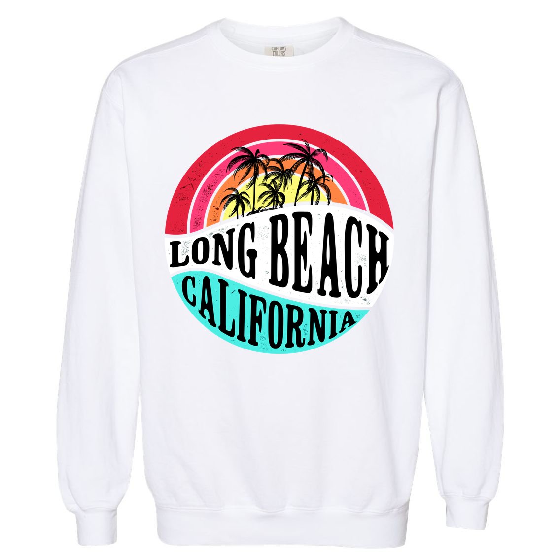 Long Beach California Retro Circle Garment-Dyed Sweatshirt