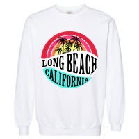 Long Beach California Retro Circle Garment-Dyed Sweatshirt