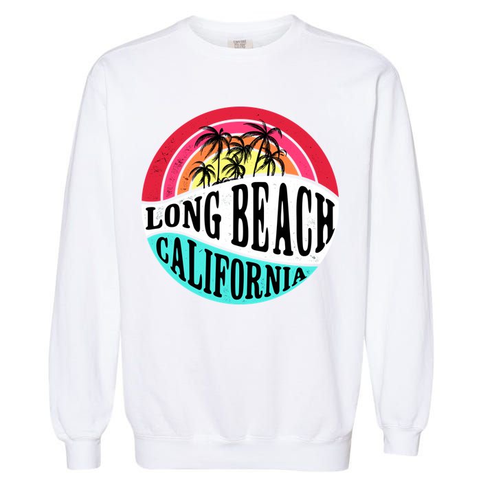 Long Beach California Retro Circle Garment-Dyed Sweatshirt