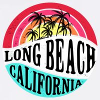Long Beach California Retro Circle Garment-Dyed Sweatshirt