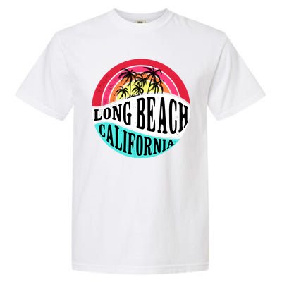 Long Beach California Retro Circle Garment-Dyed Heavyweight T-Shirt