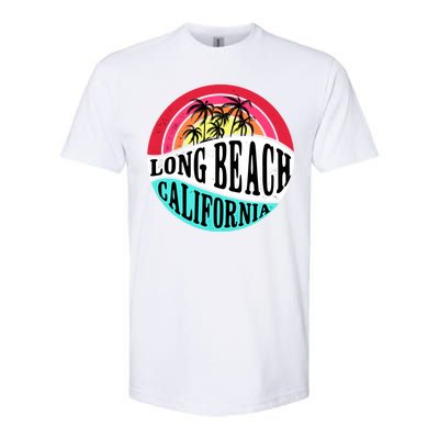 Long Beach California Retro Circle Softstyle CVC T-Shirt